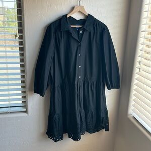 GAP Black Eyelet Buttonup dress